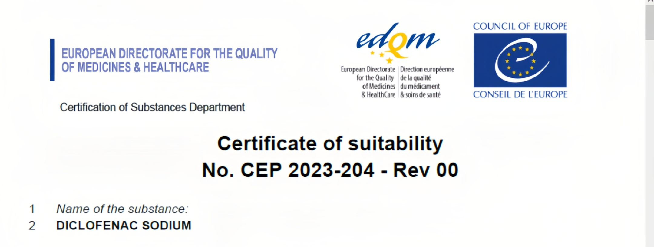微扑克俱乐部助医药力客户两原料药获CEP证书